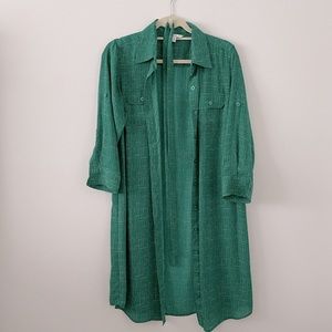 CAbi #429 Emerald Green Shirt Dress